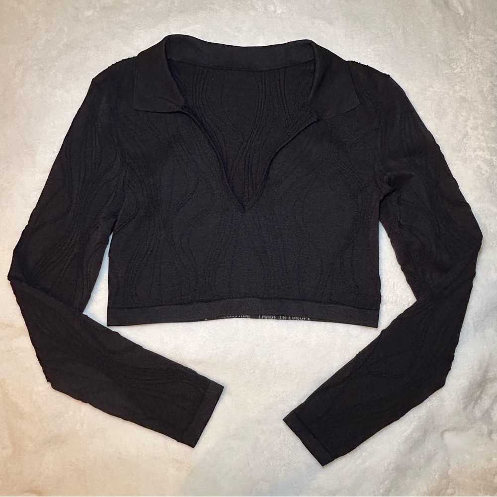 Prozis X-Skin Division Black Textured Long Sleeve Crop Top Size Large